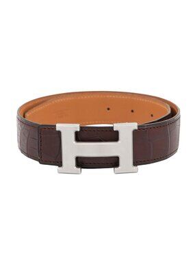 Hermes Belt Constance Dark Brown Matte Silver Porosus Leather 60 Hermes Constance Belt 42 MM Gris Elephant Matte Porosus  main image 4